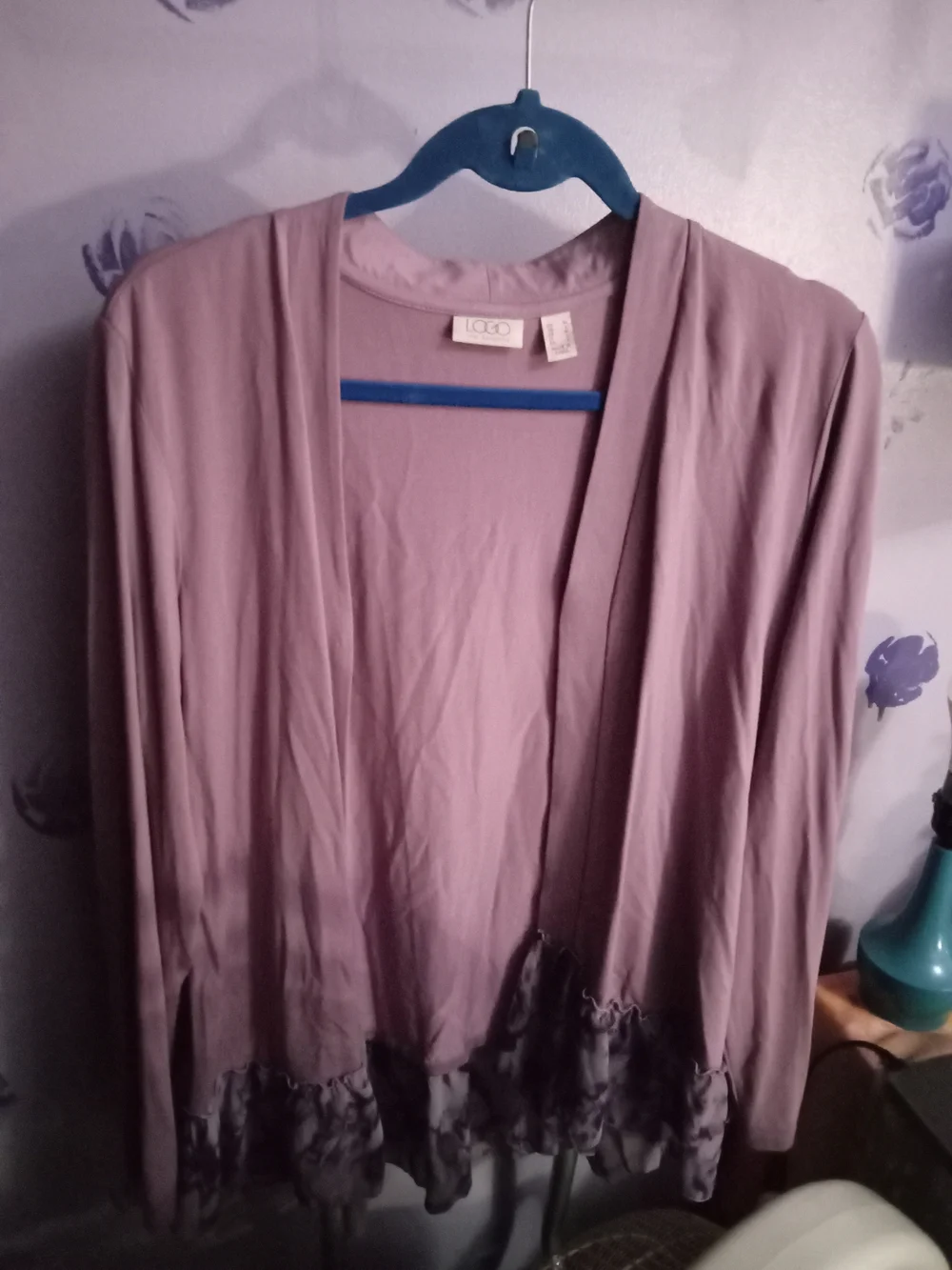LOGO Purple Open Front Cardigan Lightweight - Picture 6 of 7